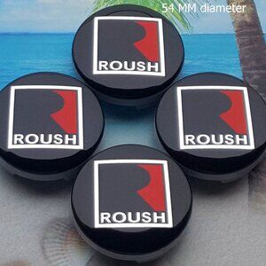 4Pcs 54MM ABS ROUSH SVT Wheel Center Hub Caps Emblem Sticker Ford Mustang Shelby